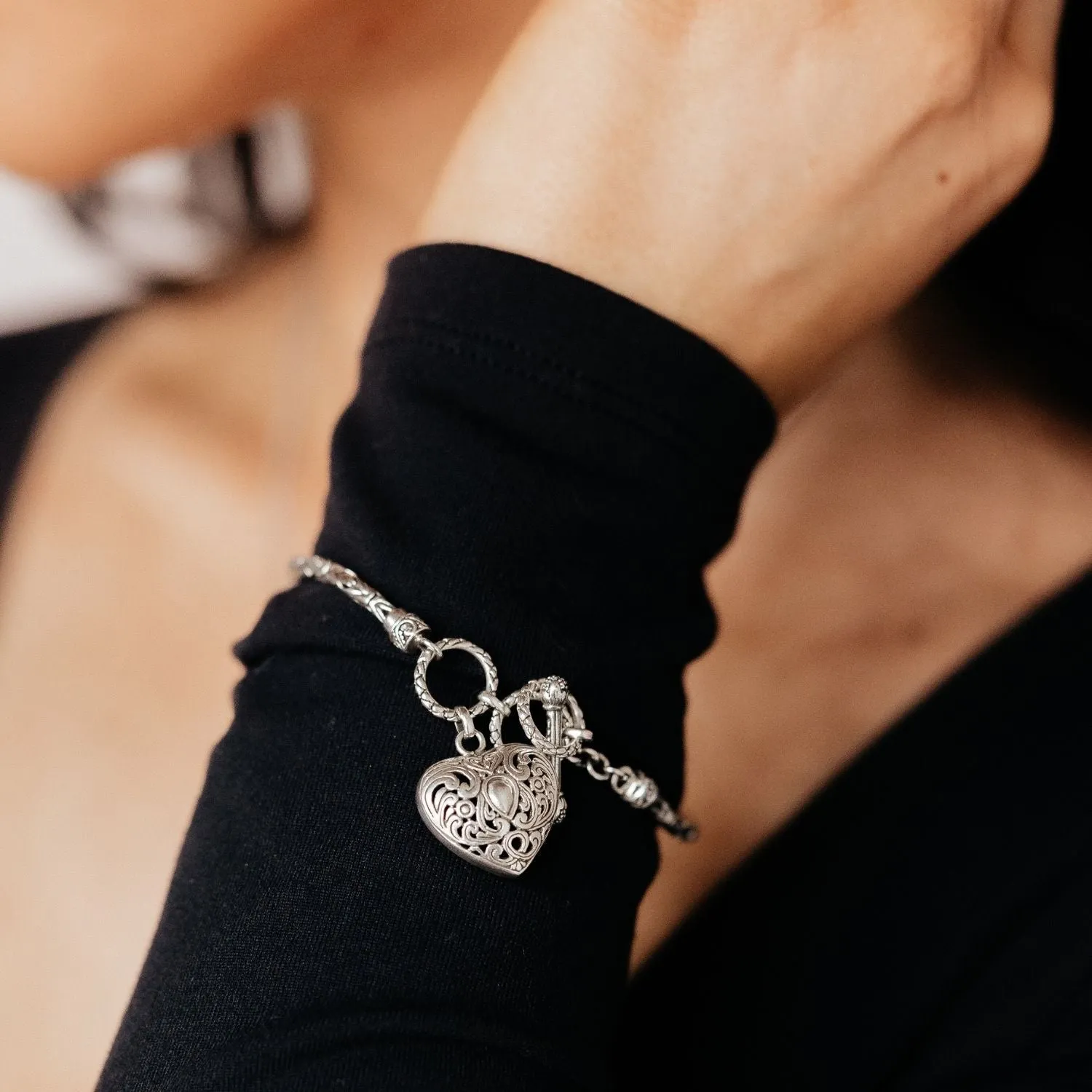 Bali Byzantine Sterling Silver Heart Bracelet
