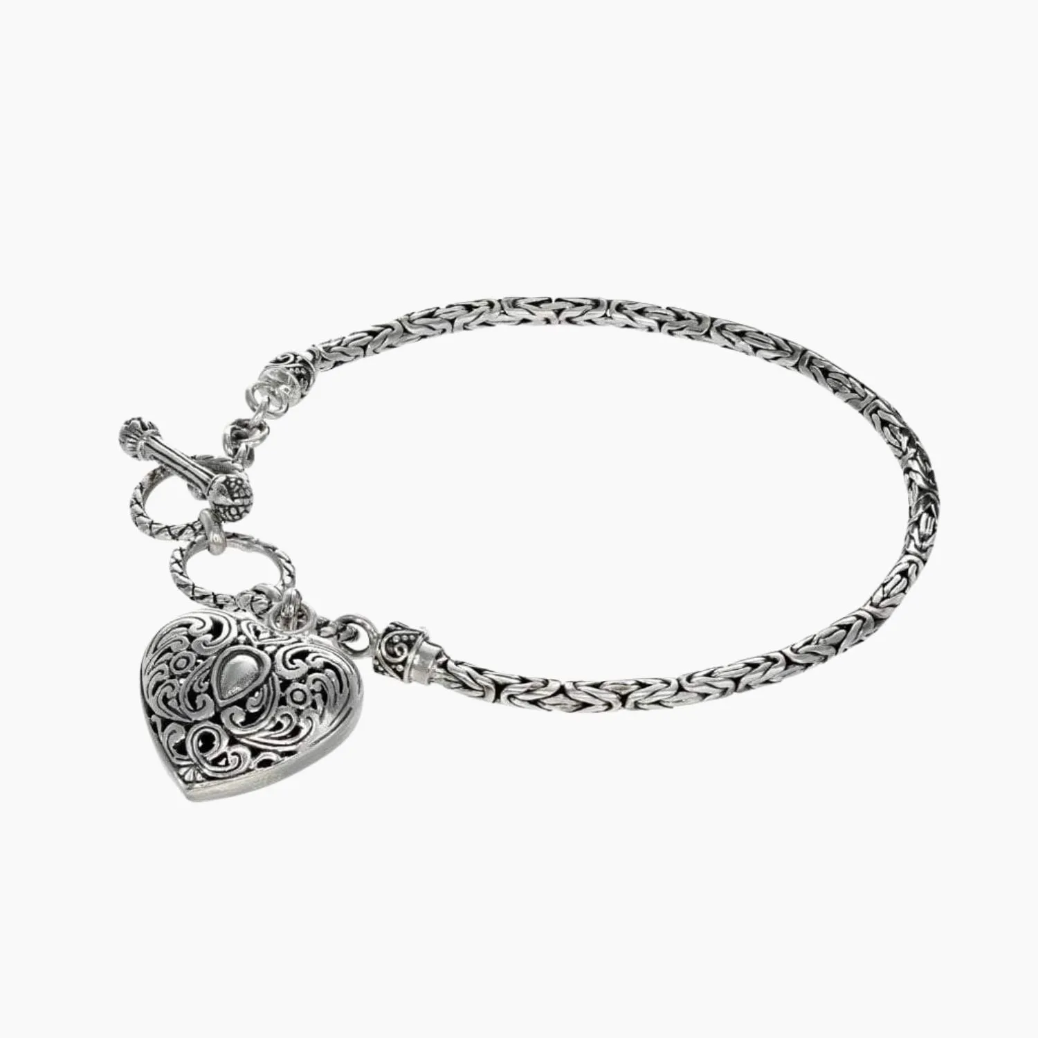 Bali Byzantine Sterling Silver Heart Bracelet