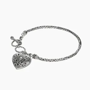 Bali Byzantine Sterling Silver Heart Bracelet