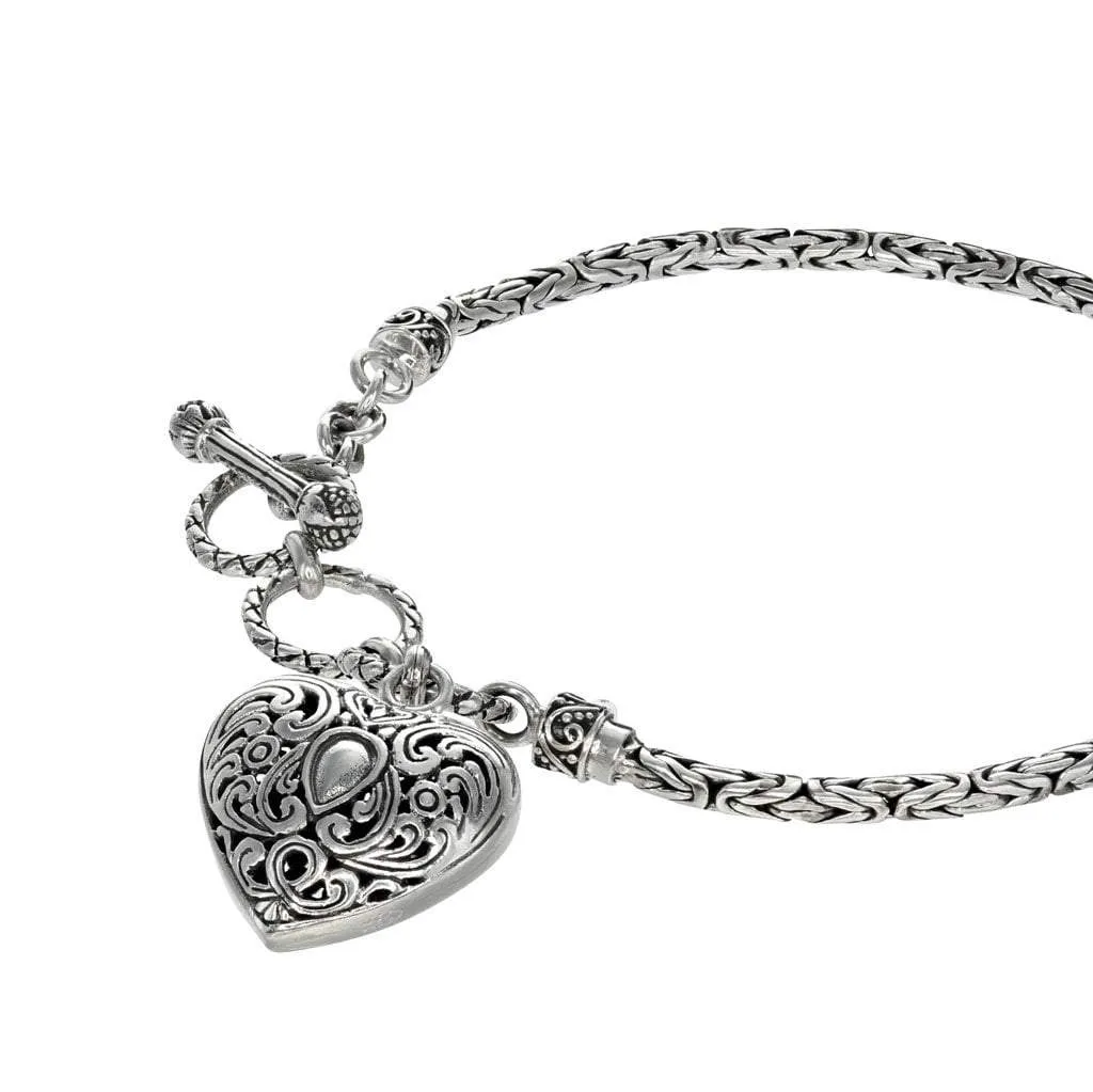 Bali Byzantine Sterling Silver Heart Bracelet