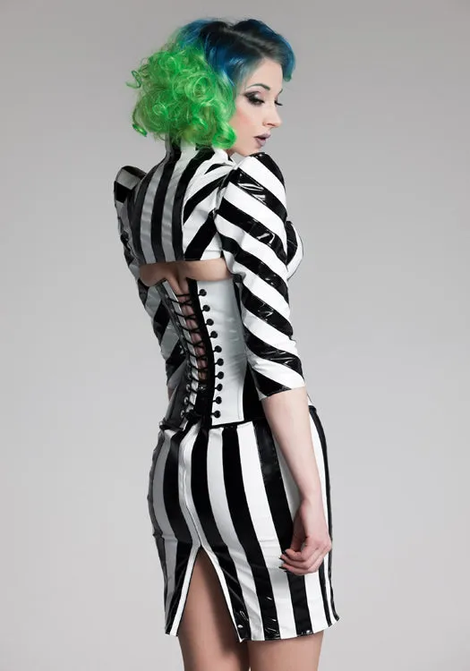 Beetlejuice striped PVC shrug