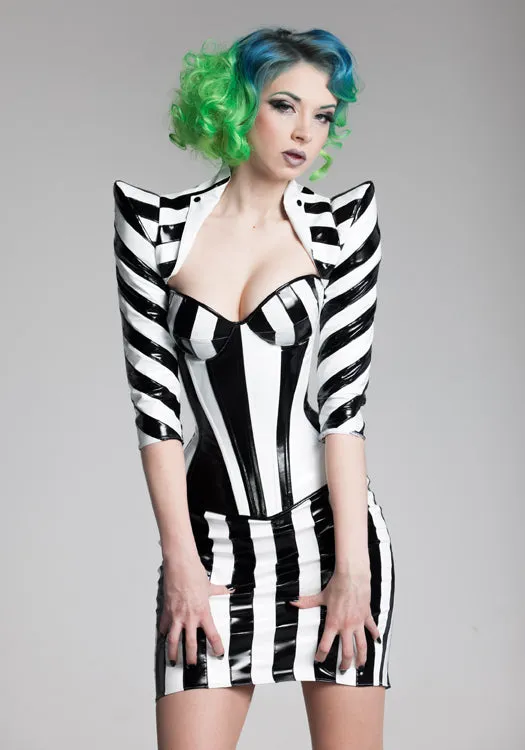 Beetlejuice striped PVC shrug