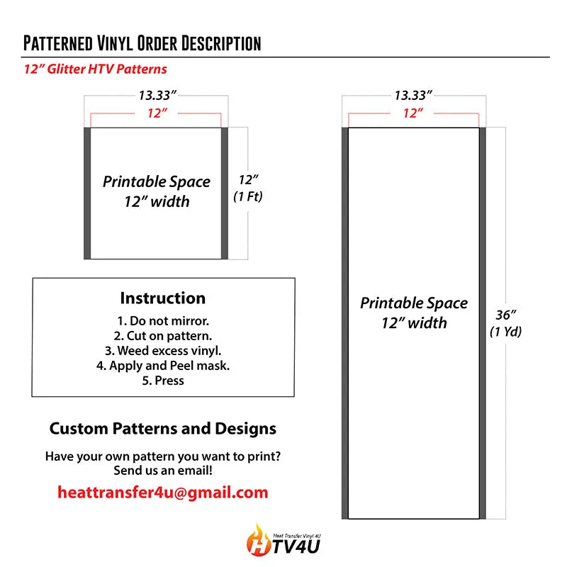 Halloween Glitter Patterned HTV (12" x 12")
