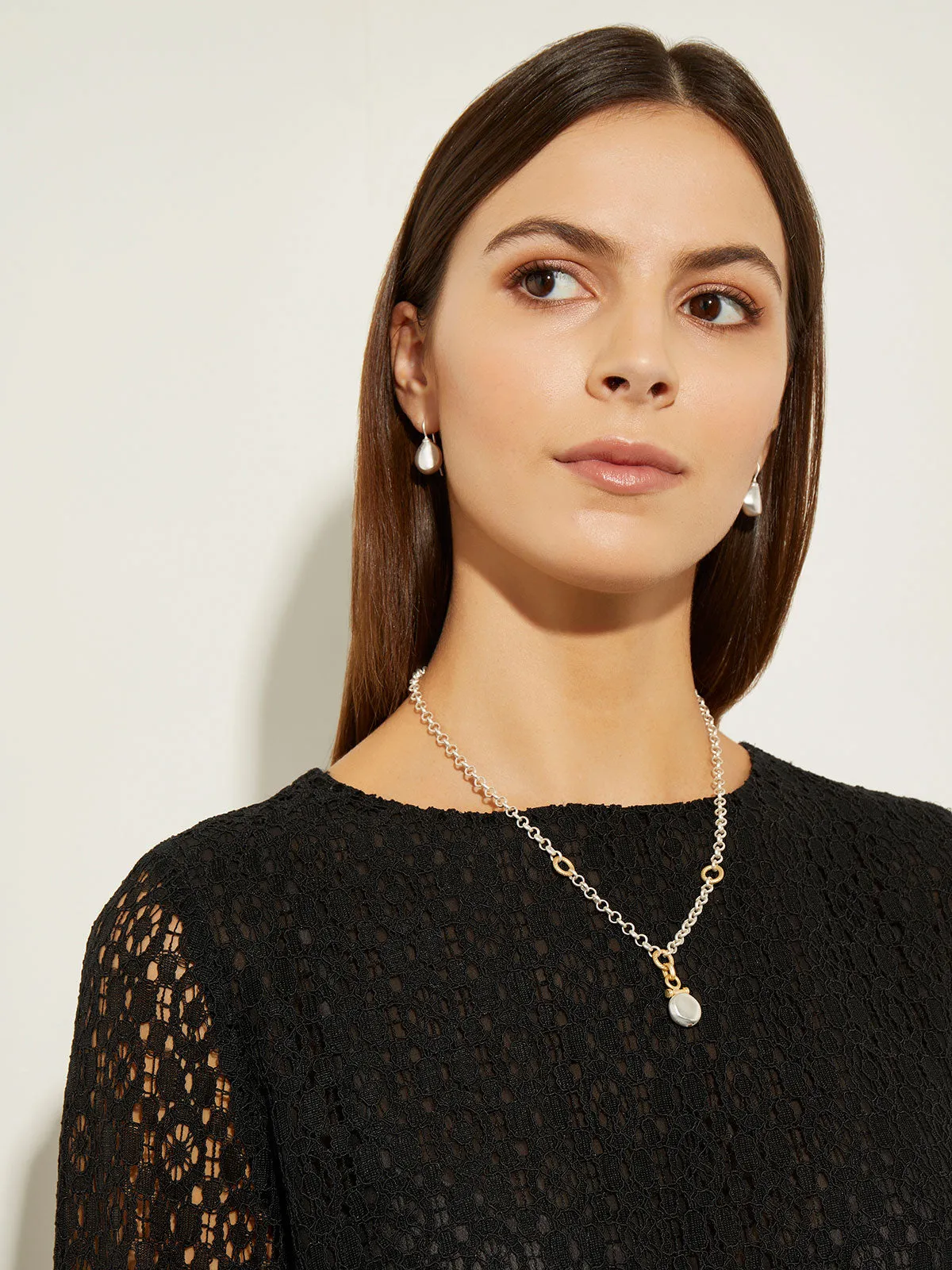 Handmade Silver Nugget Two-Tone Chain Necklace