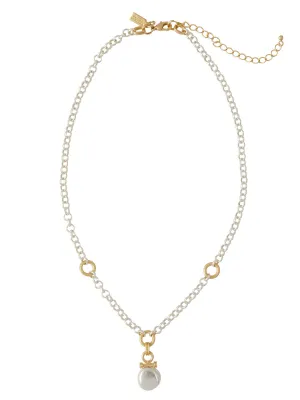 Handmade Silver Nugget Two-Tone Chain Necklace