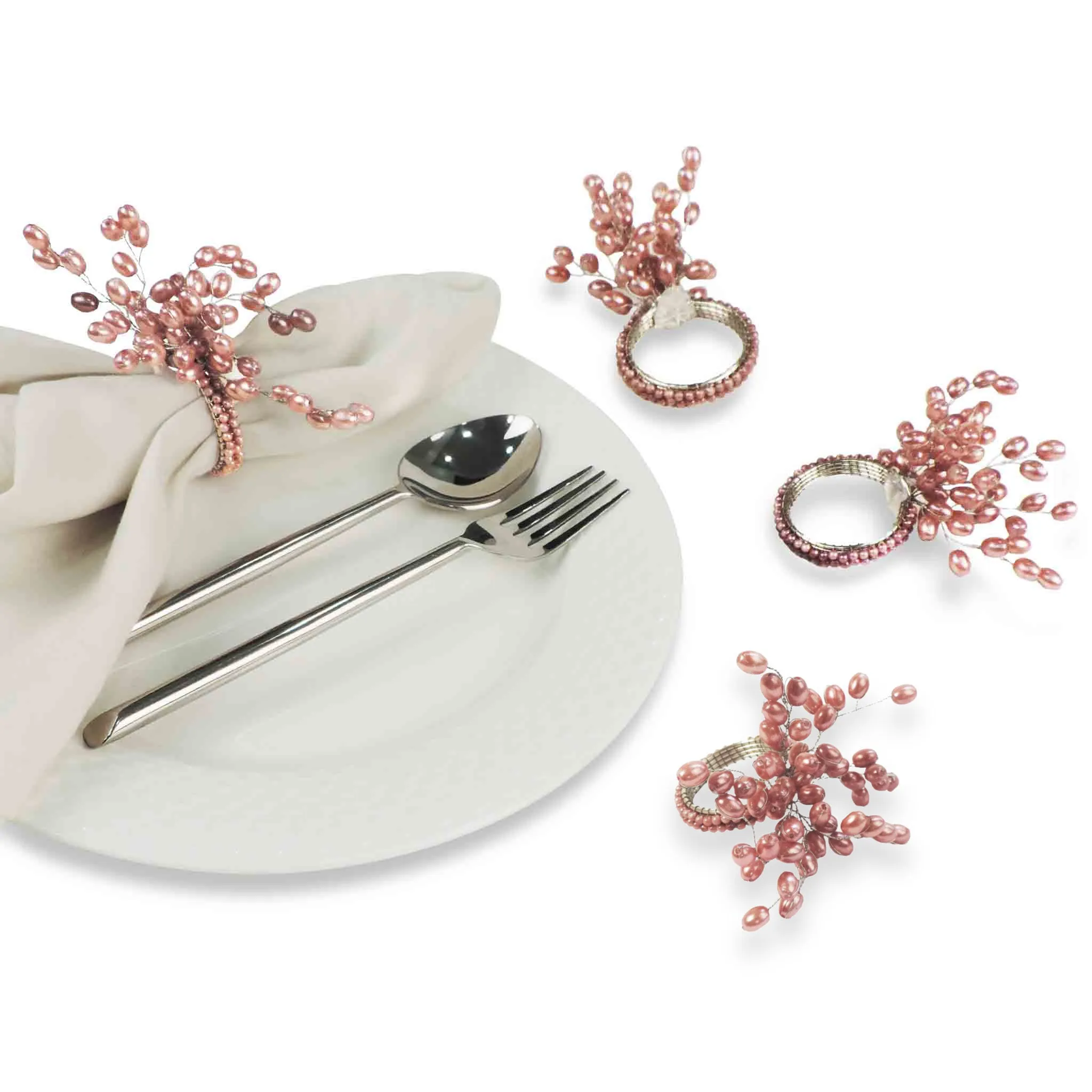 Petal Impressions Bead Table Setting for 4 - Dusty Pink